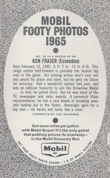 1965 Mobil Footy Photos VFL #15 Ken Fraser Back